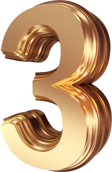 Creative gold 3d number rendering number 3